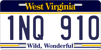 WV license plate 1NQ910