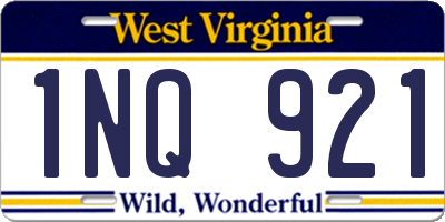 WV license plate 1NQ921
