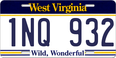 WV license plate 1NQ932