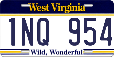 WV license plate 1NQ954