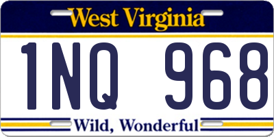 WV license plate 1NQ968