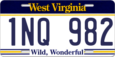 WV license plate 1NQ982