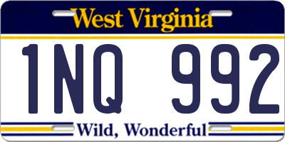 WV license plate 1NQ992