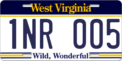 WV license plate 1NR005