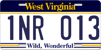 WV license plate 1NR013