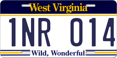 WV license plate 1NR014