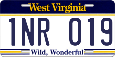 WV license plate 1NR019