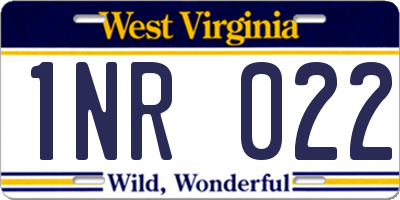 WV license plate 1NR022