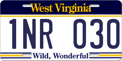 WV license plate 1NR030