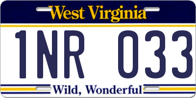 WV license plate 1NR033