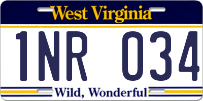 WV license plate 1NR034
