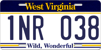WV license plate 1NR038