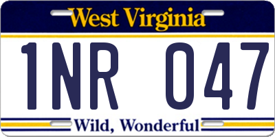 WV license plate 1NR047