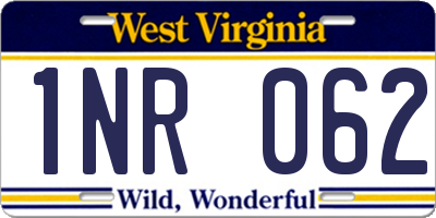 WV license plate 1NR062