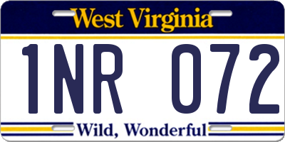 WV license plate 1NR072