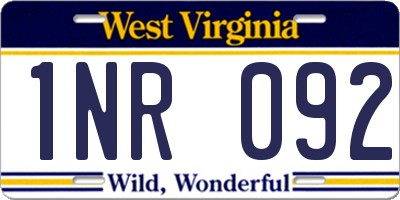 WV license plate 1NR092
