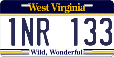 WV license plate 1NR133