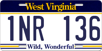 WV license plate 1NR136