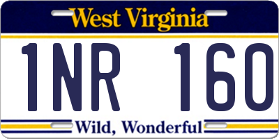 WV license plate 1NR160