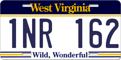 WV license plate 1NR162