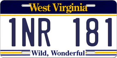 WV license plate 1NR181