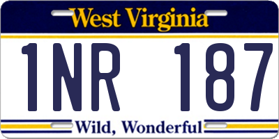 WV license plate 1NR187