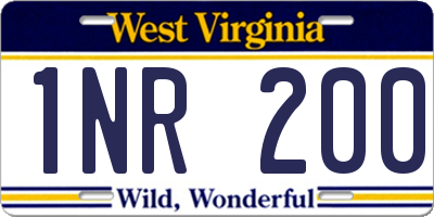 WV license plate 1NR200