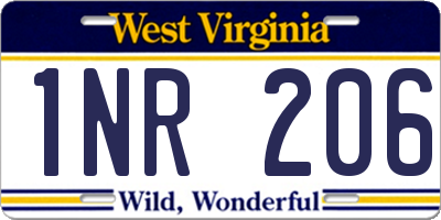 WV license plate 1NR206