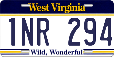 WV license plate 1NR294