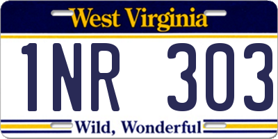 WV license plate 1NR303