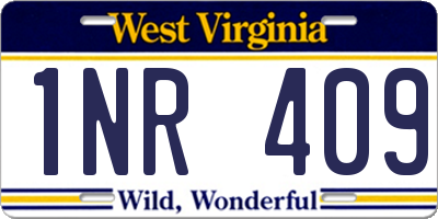 WV license plate 1NR409
