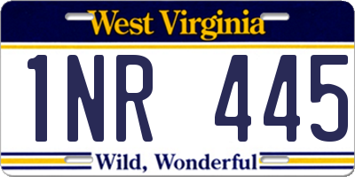 WV license plate 1NR445