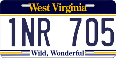 WV license plate 1NR705