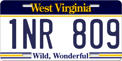 WV license plate 1NR809