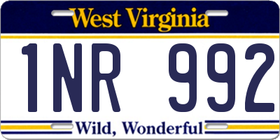WV license plate 1NR992