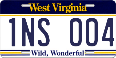 WV license plate 1NS004