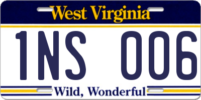 WV license plate 1NS006