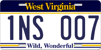WV license plate 1NS007