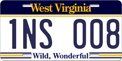 WV license plate 1NS008