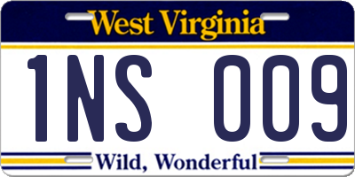 WV license plate 1NS009