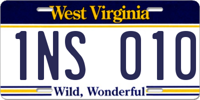 WV license plate 1NS010