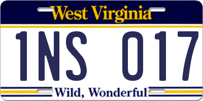 WV license plate 1NS017