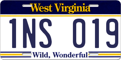 WV license plate 1NS019