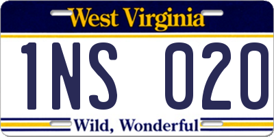 WV license plate 1NS020