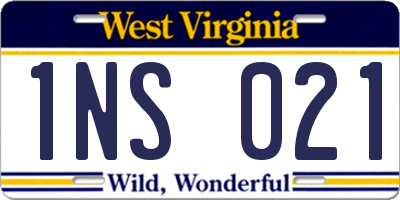 WV license plate 1NS021