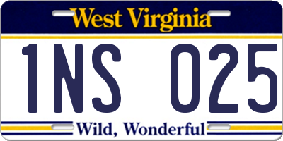 WV license plate 1NS025