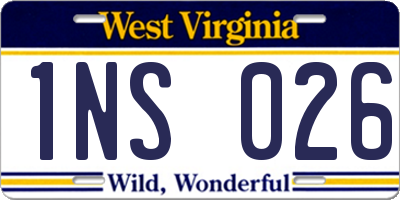 WV license plate 1NS026