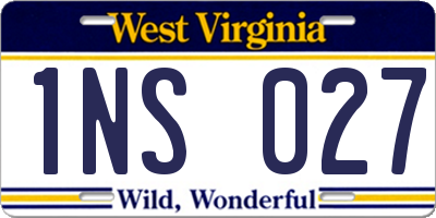 WV license plate 1NS027
