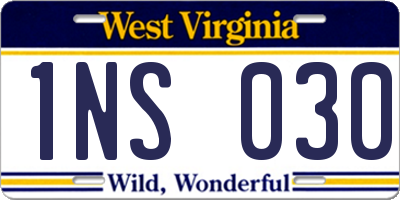 WV license plate 1NS030