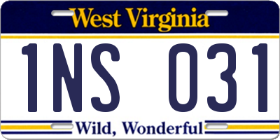WV license plate 1NS031
